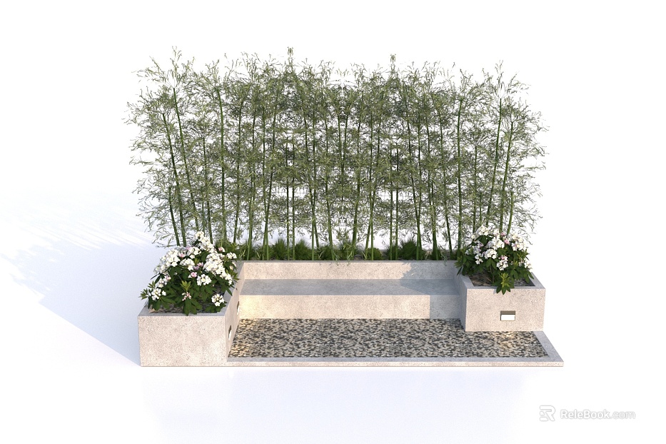 Modern Grey Stone Flower Box Bamboo Forest Landscape texture