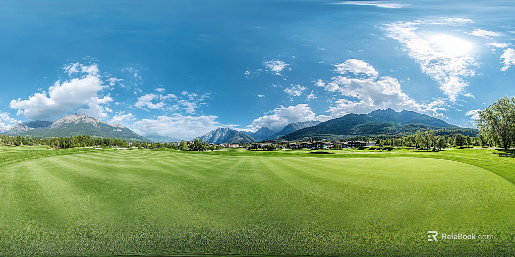 Blue Sky White Clouds Far Mountain HDR Panorama texture