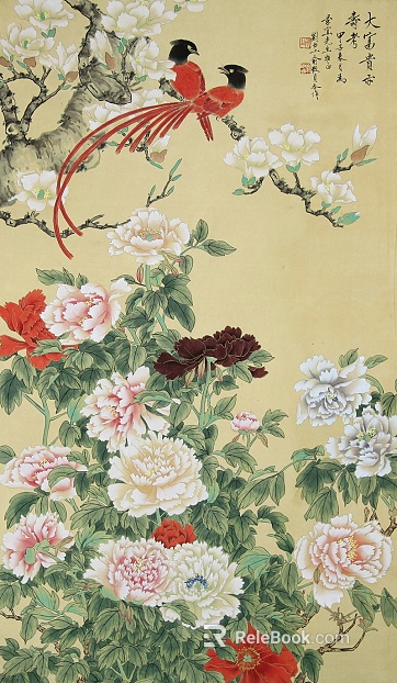 flower-and-bird painting texture