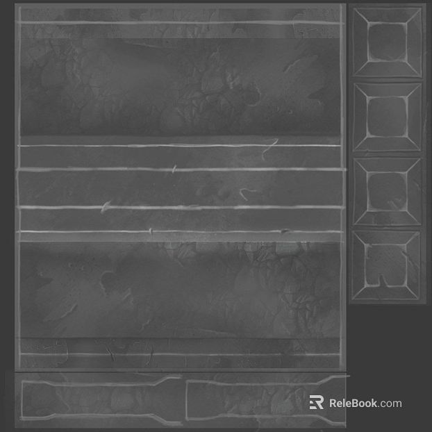Dark gray concave-convex stone wall brick texture