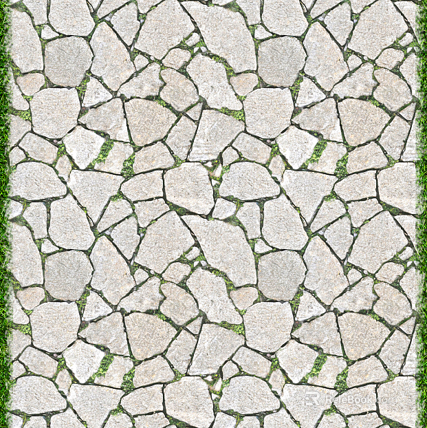 Irregular stone with grass edge joint floor texture