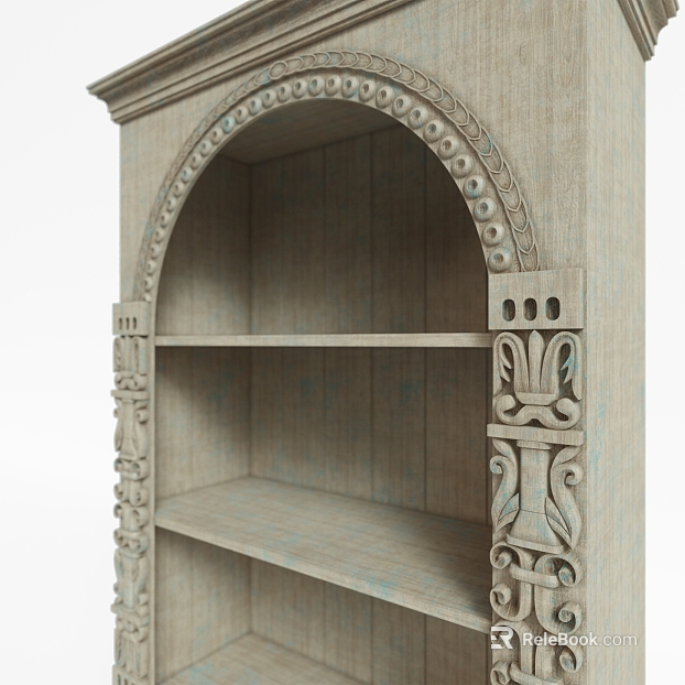 Rice Cyan Vintage Carved Wooden Cabinet texture