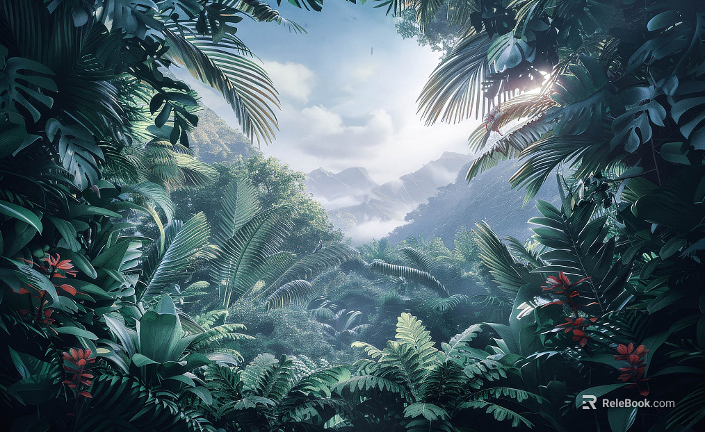 European Literary Plants Tropical Rainforest Wallpaper texture