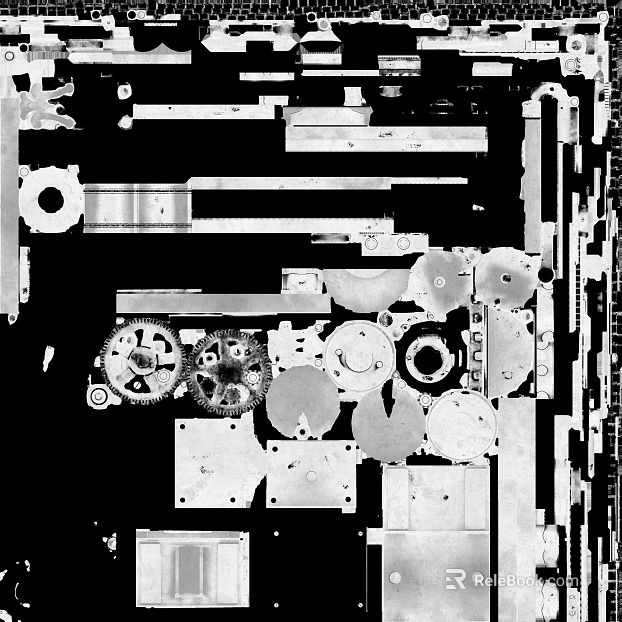 Black and white old metal mechanical parts mapping texture
