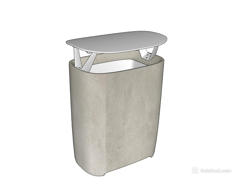 Light gray cement public trash can texture