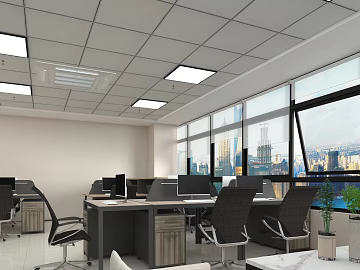 Modern minimalist office space scene 3d model