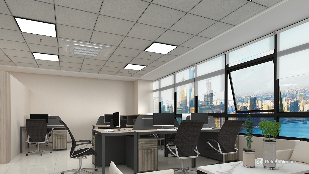 Modern minimalist office space scene texture