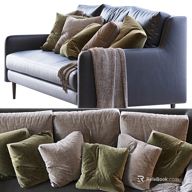 Modern Style Grey Green Fabric Pillow Sofa Soft texture