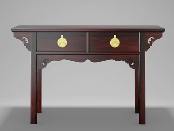 Chinese-style Red-brown Solid Wood Entrance Table 3d model