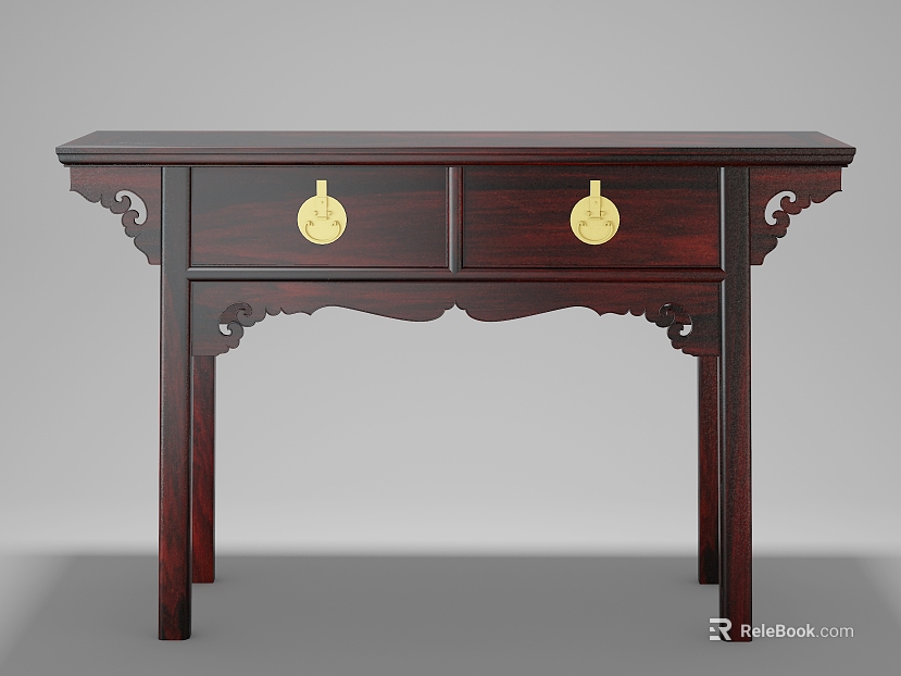 Chinese-style Red-brown Solid Wood Entrance Table texture