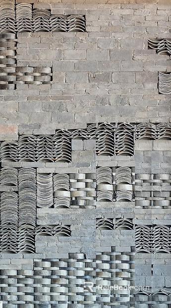 Chinese-style green gray brick wall art background wall texture