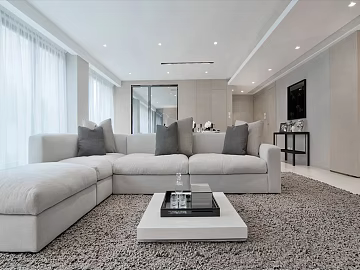 Modern Style Grey Plain Carpet Living Room 3d model