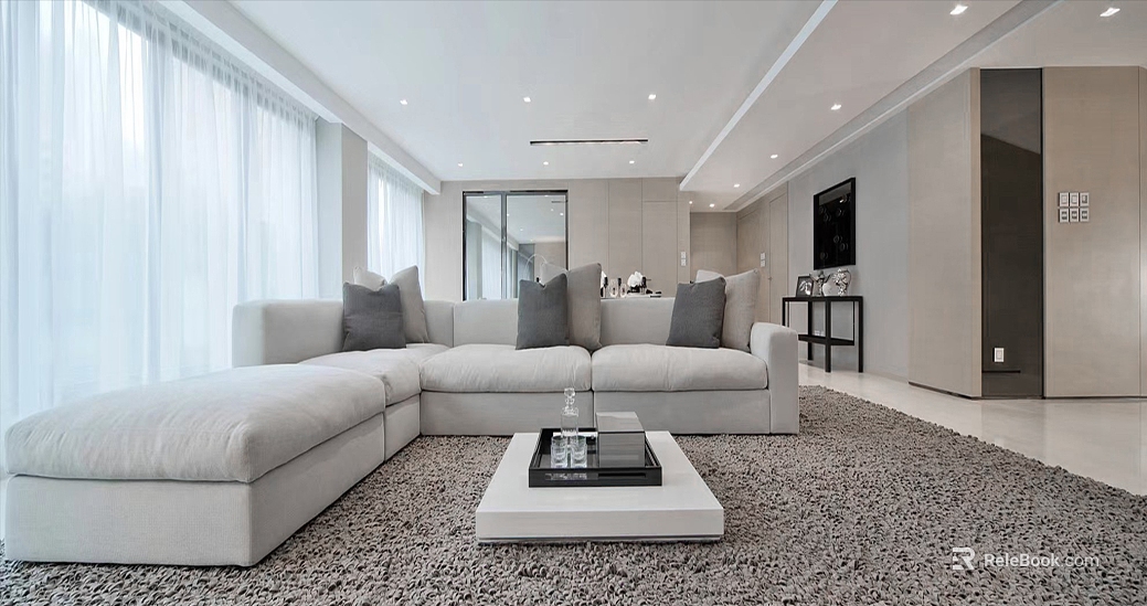 Modern Style Grey Plain Carpet Living Room texture