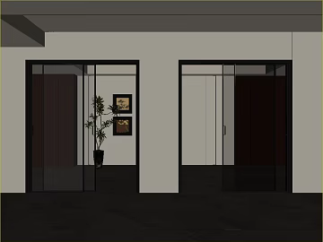 Simple black frame glass sliding door interior partition texture (ID:ffaeh959294)