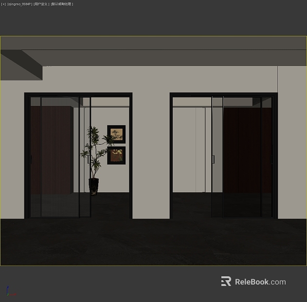 Simple black frame glass sliding door interior partition texture