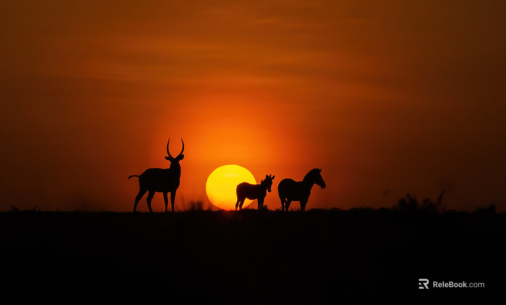 Sunset Prairie Animal Silhouette Sunset Dusk texture