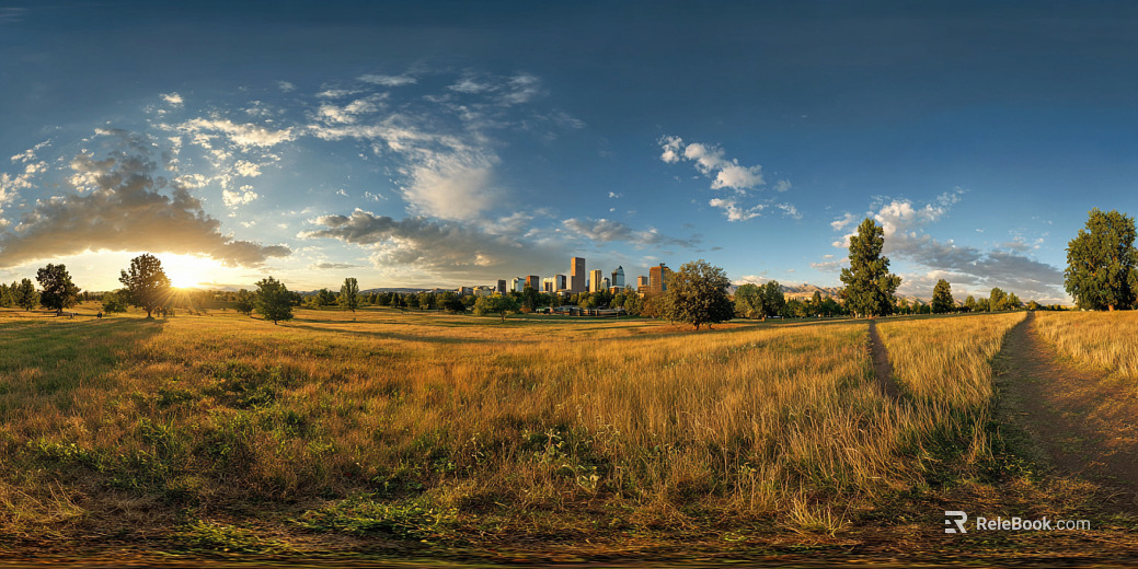 Dusk Sunset City Park Panorama HDR texture