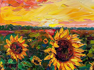 Sunflower Oil Painting texture (ID:ffach984265)