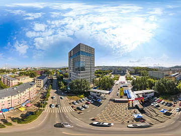 City bird's eye view blue sky white clouds sunny day HDR texture (ID:ffach713746)