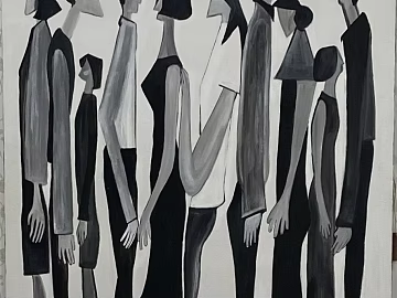 Black and white abstract figure group decorative painting texture (ID:ffaeh366966)