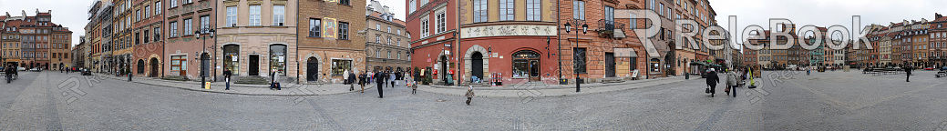 The image showcases Warsaw City Market in Poland, a vibrant outdoor space bustling with colorful stalls selling an array of goods, from fresh produce to handicrafts, against the backdrop of charming European architecture.