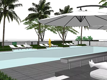 Modern swimming pool leisure scene renderings texture (ID:ffaeh917521)