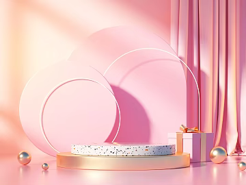 Light Luxury Pink terrazzo Display Table texture (ID:ffaeh303321)