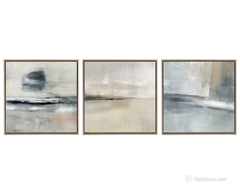 Grey-tone abstract triptych decorative painting living room ornaments texture