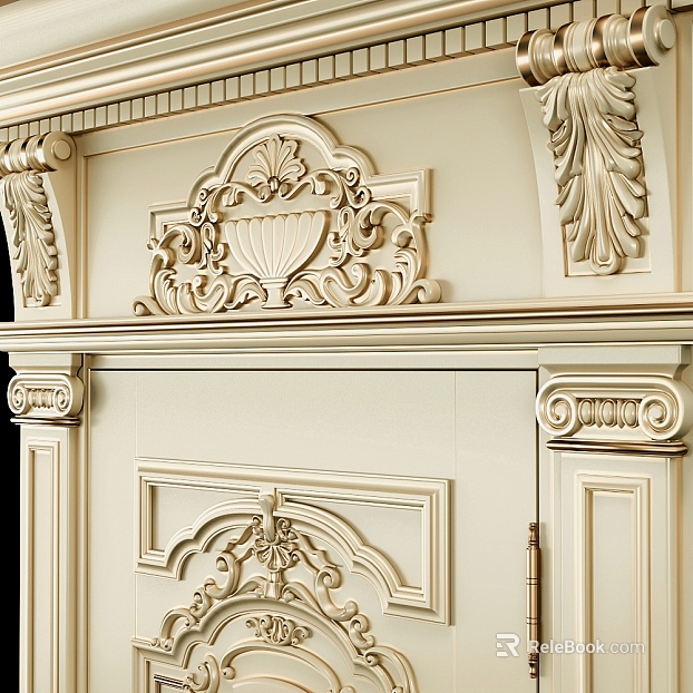 Rice white European style wood carving cabinet door decoration texture