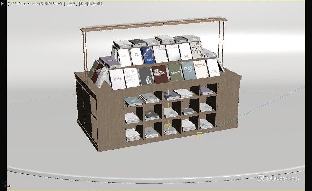 Light brown wooden book display cabinet texture
