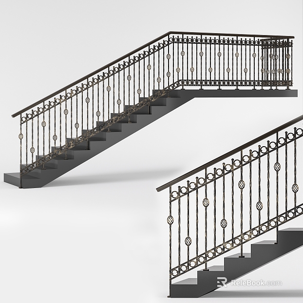 Vintage distressed metal stair guardrail texture