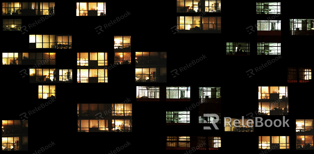 Outdoor building night view glass texture