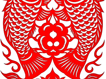 Folk paper-cut window decorative painting carp texture (ID:ffach494893)