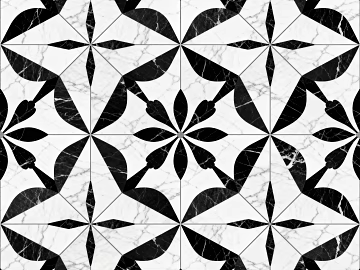 Modern Simple Antique Black and White Stone Parquet Flower Geometric Pattern Water Knife Cut Parquet Floor Tile Light Luxury Black and White Parquet Marble 3d model