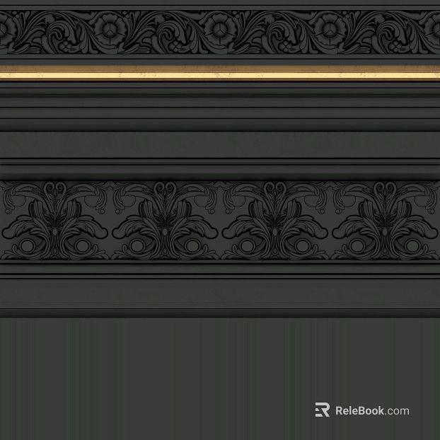 Retro black wood carved wall panel texture
