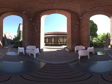 HDR under the red brick building during the day texture (ID:ffach749285)