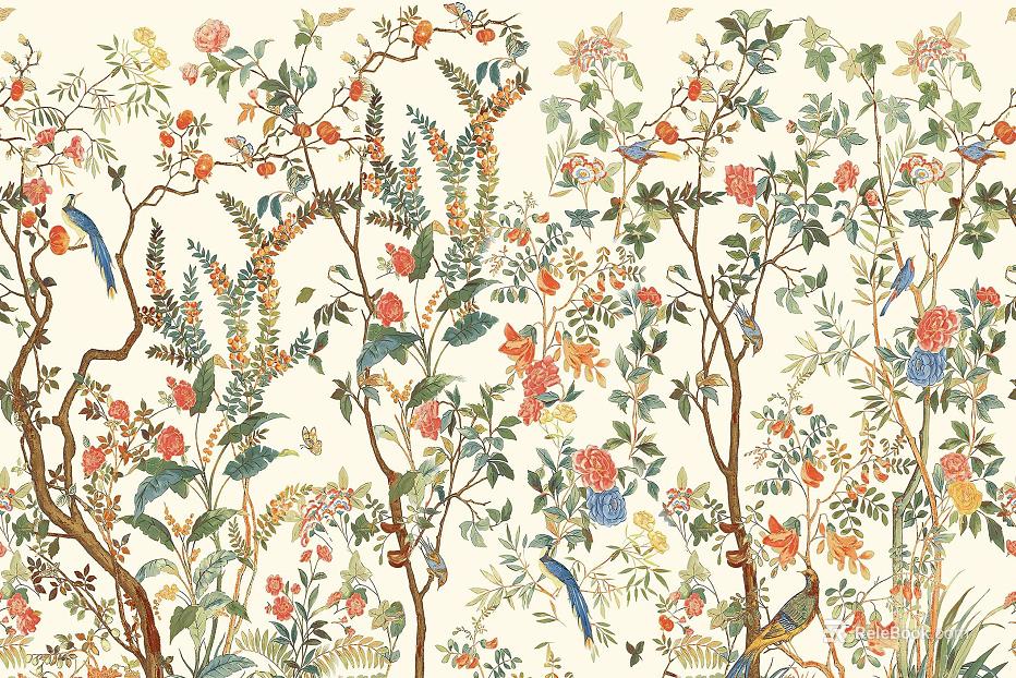 flower and bird plant pattern texture