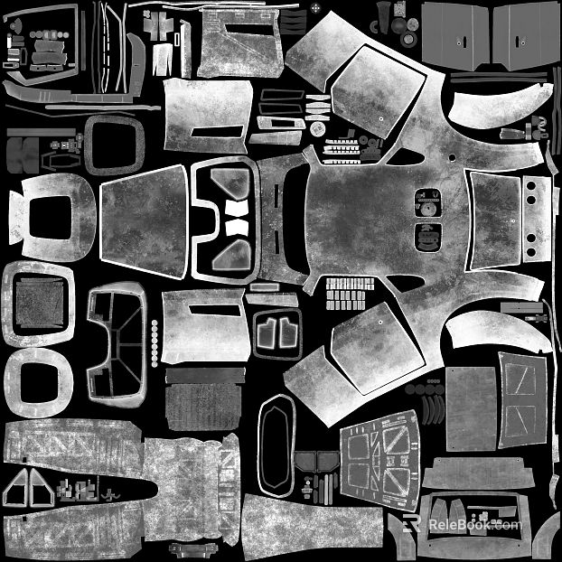 Off-white old metal car parts map texture