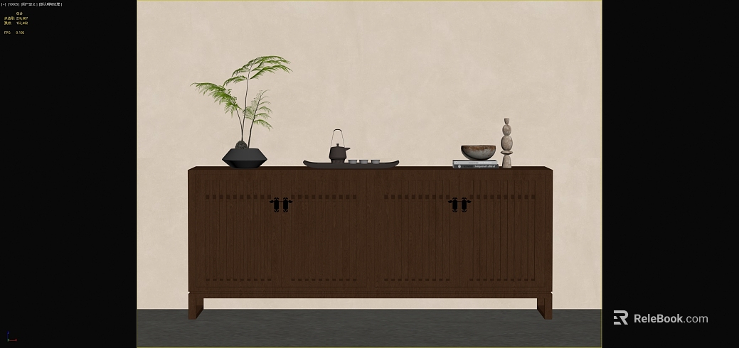 Dark Brown Wood Grain New Chinese Style Entrance Cabinet texture