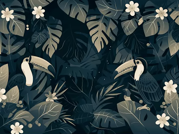 European Literary Plants Tropical Rainforest Wallpaper texture (ID:ffach993006)