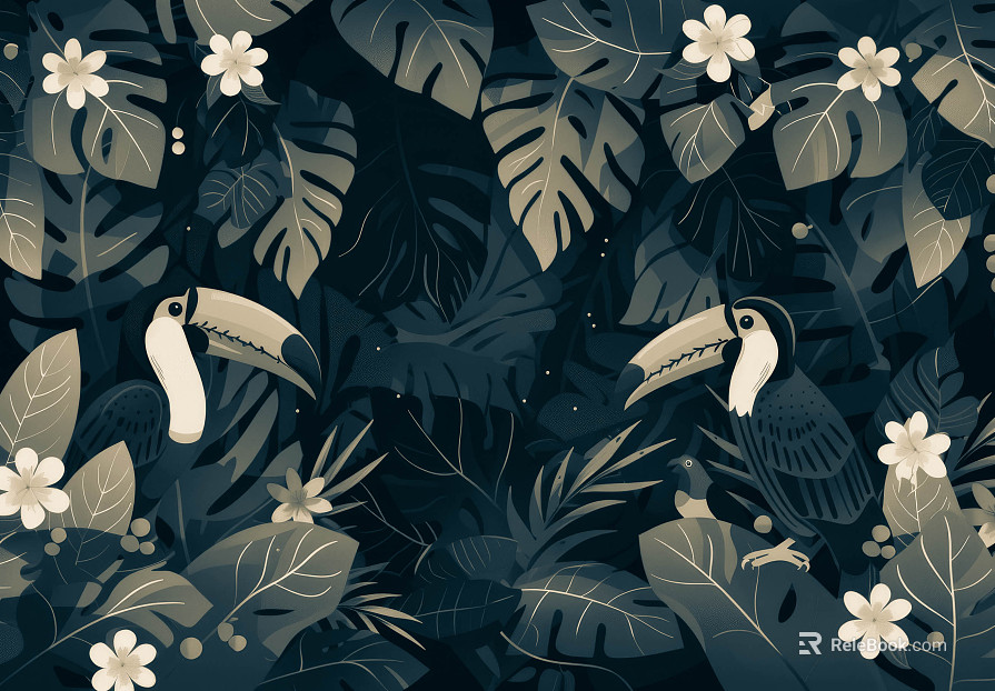 European Literary Plants Tropical Rainforest Wallpaper texture