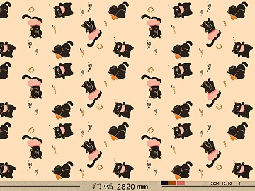Beige cartoon cat pattern cloth texture (ID:ffaeh956184)
