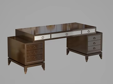 Deep Curry Color Solid Wood Desk Study Furniture texture (ID:ffaeh439686)