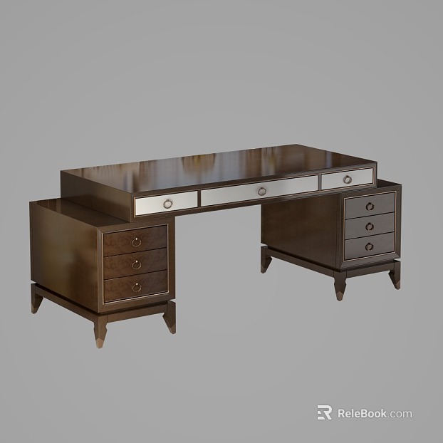 Deep Curry Color Solid Wood Desk Study Furniture texture