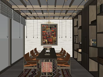 Modern abstract decorative painting conference room background wall 3d model