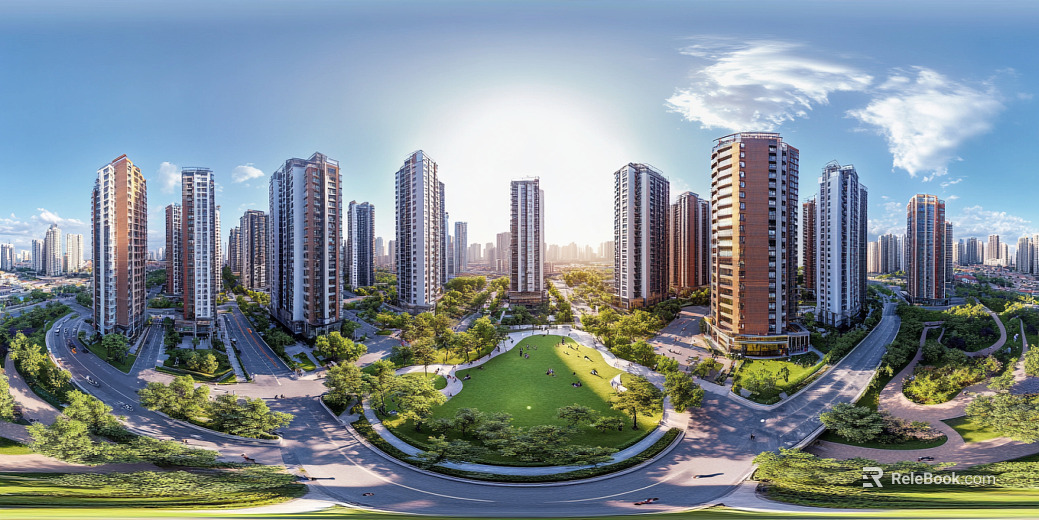 Modern Community Greening Water System Panoramic HDR texture