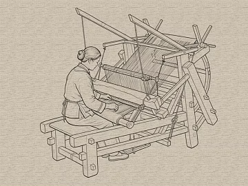 Chinese traditional weaving scene illustration texture (ID:ffaeh642584)