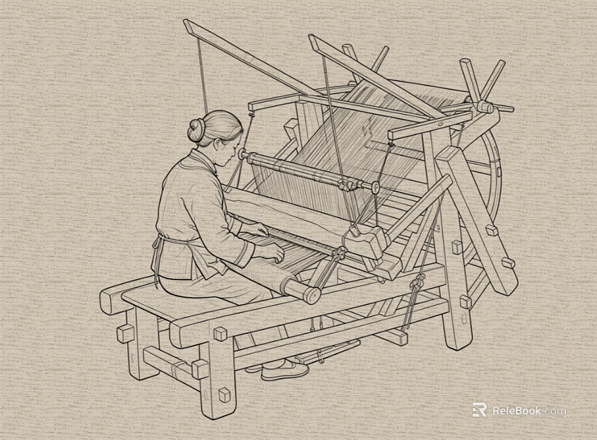Chinese traditional weaving scene illustration texture