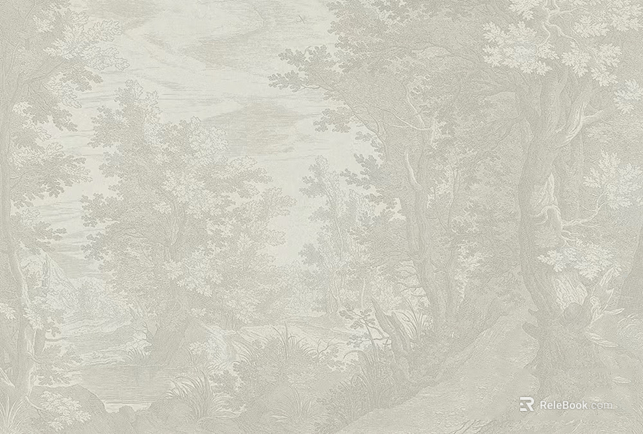 Warm gray tropical plant mural texture