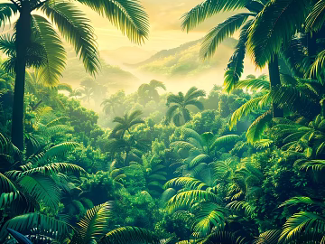 European Literary Plants Tropical Rainforest Wallpaper 3d model